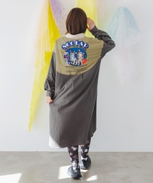 ScoLar | 143758：ネコ柄バイカラー切替シャツワンピース(シャツワンピース)