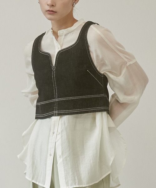 hunch（ハンチ）の「【WEB限定/別注】スラブデニム ビスチェ（ベスト・レディース・ライトインディゴブルー/グレー/ブラック・FREE）」の2枚目の写真