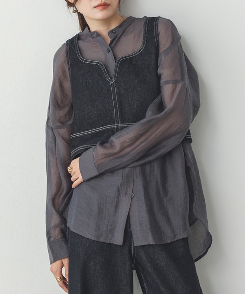 hunch（ハンチ）の「【WEB限定/別注】スラブデニム ビスチェ（ベスト・レディース・ライトインディゴブルー/グレー/ブラック・FREE）」の7枚目の写真