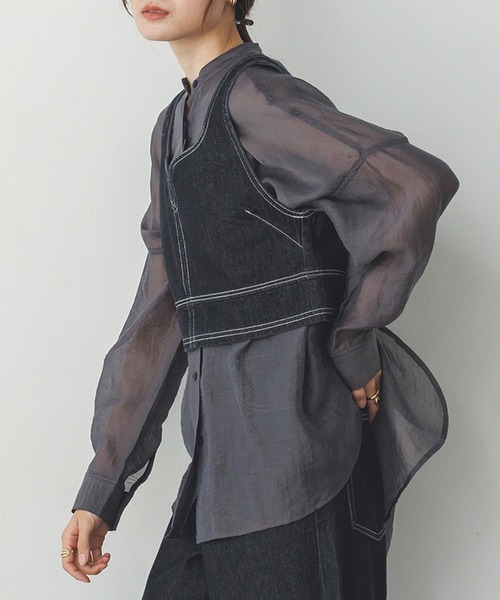 hunch（ハンチ）の「【WEB限定/別注】スラブデニム ビスチェ（ベスト・レディース・ライトインディゴブルー/グレー/ブラック・FREE）」の8枚目の写真