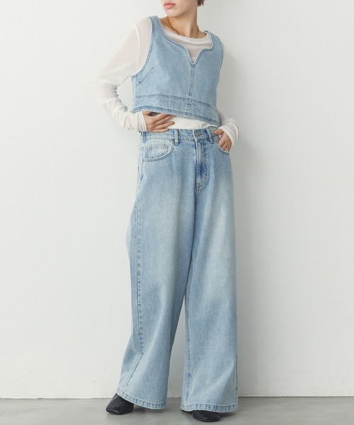 hunch(ハンチ)の「【WEB限定/別注】スラブデニム ビスチェ(ベスト・レディース・ライトインディゴブルー/グレー/ブラック・FREE)」の16枚目の写真