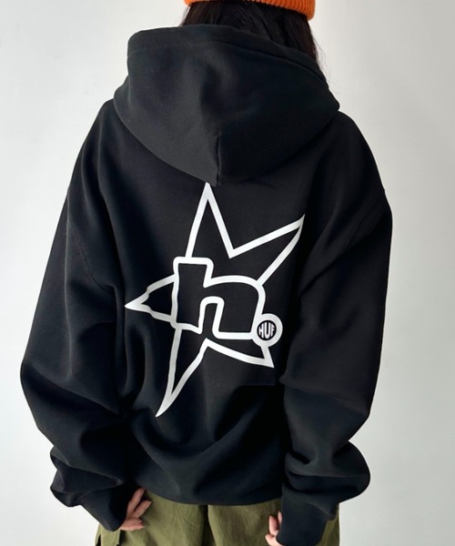 HUF(ハフ)の「HUF(ハフ)/H STAR LOGO P/O HOODIE/スター ロゴ フーディ バックプリント スウェット パーカー プルオーバー(パーカー・レディース・ブラウン/ブラック/アッシュグレー・M/L/XL/XXL/S)」の7枚目の写真