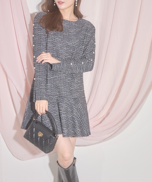 tocco closet(トッコ クローゼット)の「【ZOZO限定】カットツイードミニワンピース(ワンピース・レディース・ベージュ/ブラック・M)」の8枚目の写真
