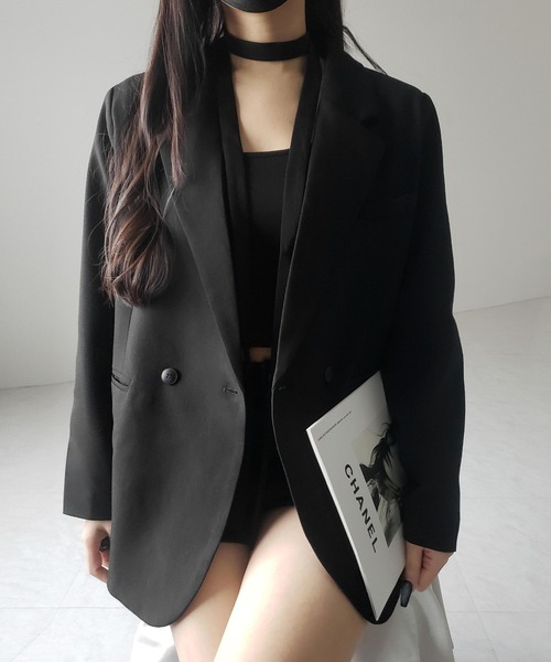 me+em select（ミームセレクト）の「【 ２WAY 】チョーカータイ付きテーラードジャケット／ choker tie set tailored jacket（テーラードジャケット・レディース・ブラック・FREE）」の18枚目の写真