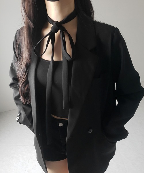 me+em select（ミームセレクト）の「【 ２WAY 】チョーカータイ付きテーラードジャケット／ choker tie set tailored jacket（テーラードジャケット・レディース・ブラック・FREE）」の20枚目の写真