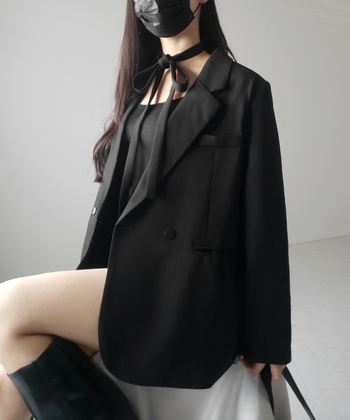 me+em select（ミームセレクト）の「【 ２WAY 】チョーカータイ付きテーラードジャケット／ choker tie set tailored jacket（テーラードジャケット・レディース・ブラック・FREE）」の22枚目の写真