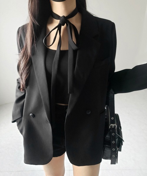 me+em select（ミームセレクト）の「【 ２WAY 】チョーカータイ付きテーラードジャケット／ choker tie set tailored jacket（テーラードジャケット・レディース・ブラック・FREE）」の21枚目の写真