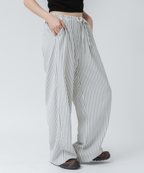 HEILIS(ヘイリス)の「【S,Mサイズ展開あり】ストライプイージーパジャマパンツ/ウエストゴム ストライプ柄 イージーパンツ 春服 夏服 カジュアル 楽ちん 韓国 トレンド カジュアル ノームコア(その他パンツ・レディース・ブラウン/ブルー/アイボリー・S/M)」の16枚目の写真