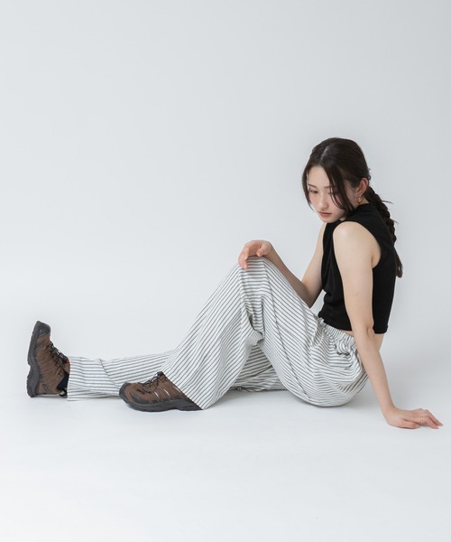 HEILIS(ヘイリス)の「【S,Mサイズ展開あり】ストライプイージーパジャマパンツ/ウエストゴム ストライプ柄 イージーパンツ 春服 夏服 カジュアル 楽ちん 韓国 トレンド カジュアル ノームコア(その他パンツ・レディース・ブラウン/ブルー/アイボリー・S/M)」の21枚目の写真