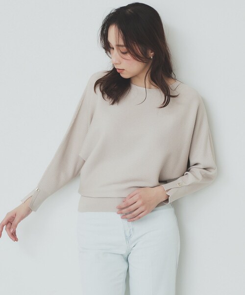 index（インデックス）の「◆《5color》ドルマンリブニット【洗濯機洗い可／抗ピル】（ニット/セーター・レディース・チャコールグレー/ナチュラル/ホワイト系8/サックスブルー系5/オレンジ系4・40/38/42/36）」の3枚目の写真