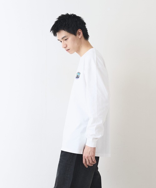 ragged mountain(ラギットマウンテン)の「【RAGGED MOUNTAIN/ラギットマウンテン】ワンポイントロゴプリントロンT(Tシャツ/カットソー・メンズ・ホワイト/ブラック/グレイッシュブルー/ベージュ・MEDIUM/X-LARGE/LARGE)」の10枚目の写真