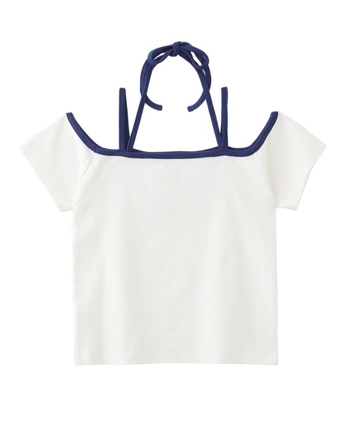 大人気 X-girl FLYING STARS LOGO OFF THE SHOULDER BABY TEE FLYING STARS LOGO OFF THE SHOULDER BABY TEE(Tシャツ