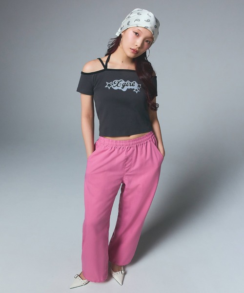 大人気 X-girl FLYING STARS LOGO OFF THE SHOULDER BABY TEE X-girl FLYING STARS LOGO OFF THE SHOULDER BABY TEE - SE