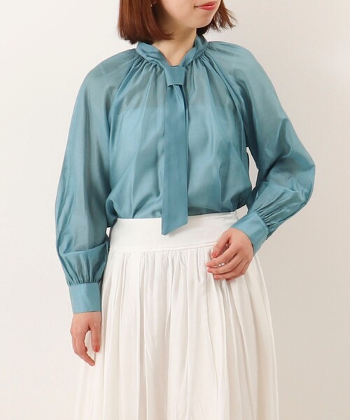 MICO COULIER（ミコクリエ）の「《オケージョン対応》ブライトシアーローンブラウス（シャツ/ブラウス・レディース・イエロー/ライトブルー/チャコールグレー・38）」の3枚目の写真