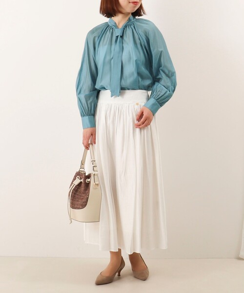 MICO COULIER（ミコクリエ）の「《オケージョン対応》ブライトシアーローンブラウス（シャツ/ブラウス・レディース・イエロー/ライトブルー/チャコールグレー・38）」の7枚目の写真