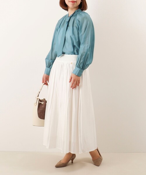 MICO COULIER（ミコクリエ）の「《オケージョン対応》ブライトシアーローンブラウス（シャツ/ブラウス・レディース・イエロー/ライトブルー/チャコールグレー・38）」の8枚目の写真