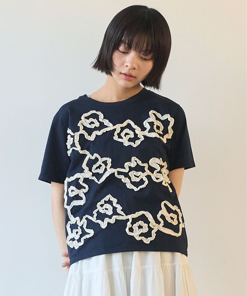 bulle de savon - 美品　bulle de savon  カットソー　ビュルデサボン bulle de savon（ビュルデサボン）の「○くしゅくしゅボーダー T