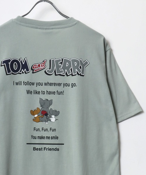 Tom＆Jerry（トムアンドジェリー）の「Tom＆Jerry/トムとジェリー ワンポイント刺繍 キャラクターイラスト フロント バックプリント 半袖Tシャツ レディース メンズ（Tシャツ/カットソー・レディース・グリーン系その他/ベージュ/ブルー系その他/イエロー/ネイビー/ピンク/ホワイト/アッシュグレー/ブラック系その他/ブラック/グレー系その他/ブラック系その他2・M/L/LL）」の8枚目の写真