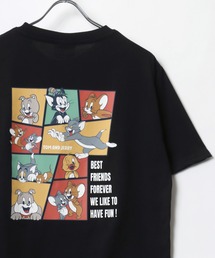 Tom&Jerry/トムとジェリー ワンポイント刺繍 キャラクターイラスト フロント バックプリント 半袖Tシャツ レディース メンズ