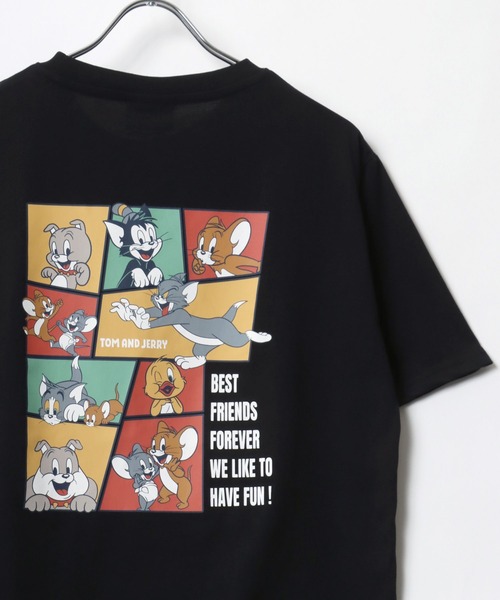 Tom＆Jerry（トムアンドジェリー）の「Tom＆Jerry/トムとジェリー ワンポイント刺繍 キャラクターイラスト フロント バックプリント 半袖Tシャツ レディース メンズ（Tシャツ/カットソー・レディース・グリーン系その他/ベージュ/ブルー系その他/イエロー/ネイビー/ピンク/ホワイト/アッシュグレー/ブラック系その他/ブラック/グレー系その他/ブラック系その他2・M/L/LL）」の3枚目の写真
