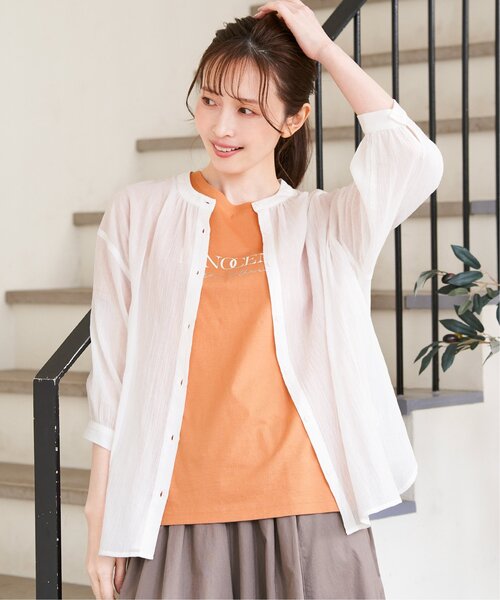 ikka(イッカ)の「コットン楊柳バンドカラーシャツ(シャツ/ブラウス・レディース・オフホワイト/チャコールグレー/ブルー/イエロー・M/L/S)」の13枚目の写真