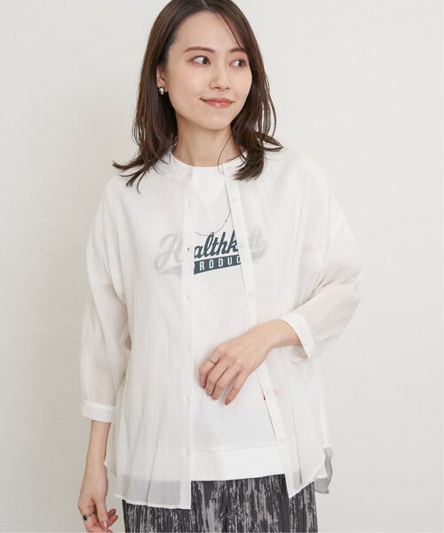 ikka(イッカ)の「コットン楊柳バンドカラーシャツ(シャツ/ブラウス・レディース・オフホワイト/チャコールグレー/ブルー/イエロー・M/L/S)」の20枚目の写真