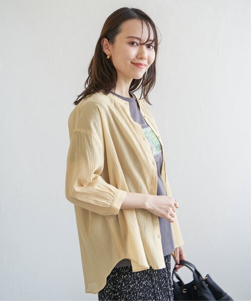 ikka(イッカ)の「コットン楊柳バンドカラーシャツ(シャツ/ブラウス・レディース・オフホワイト/チャコールグレー/ブルー/イエロー・M/L/S)」の5枚目の写真