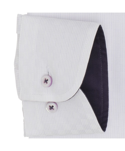 TOKYO SHIRTS（トウキョウシャツ）の「超形態安定ノーアイロン ワイド 長袖ビジネスワイシャツ（ビジネスシャツ・メンズ・パープル・首回り37cm-裄丈80cm/首回り39cm-裄丈80cm/首回り39cm-裄丈84cm/首回り41cm-裄丈82cm/首回り41cm-裄丈86cm/首回り42cm-裄丈82cm/首回り42cm-裄丈86cm/首回り43cm-裄丈82cm/首回り43cm-裄丈86cm）」の3枚目の写真