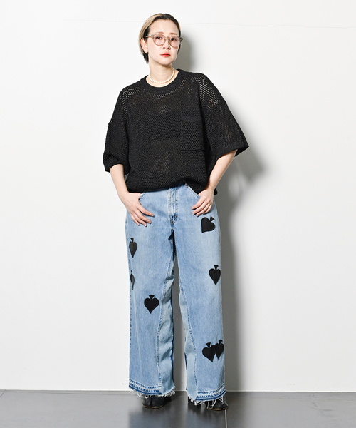 CITYSHOP(シティーショップ)の「RAME MESH ニット(ニット/セーター・レディース・ブラック/ホワイト・FREE)」の3枚目の写真