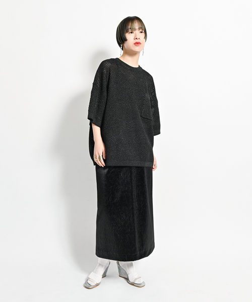 CITYSHOP(シティーショップ)の「RAME MESH ニット(ニット/セーター・レディース・ブラック/ホワイト・FREE)」の5枚目の写真