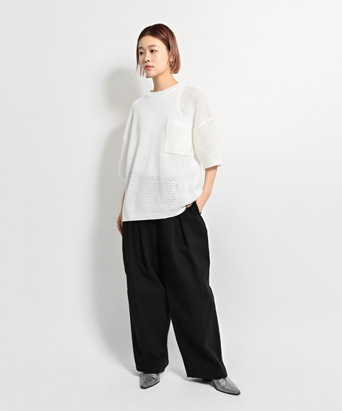 CITYSHOP(シティーショップ)の「RAME MESH ニット(ニット/セーター・レディース・ブラック/ホワイト・FREE)」の6枚目の写真