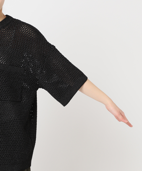 CITYSHOP(シティーショップ)の「RAME MESH ニット(ニット/セーター・レディース・ブラック/ホワイト・FREE)」の11枚目の写真