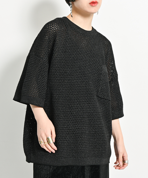 CITYSHOP(シティーショップ)の「RAME MESH ニット(ニット/セーター・レディース・ブラック/ホワイト・FREE)」の18枚目の写真