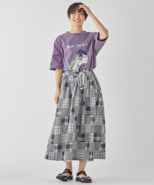 KRIFF MAYER Lady's Collection（クリフメイヤーレディースコレクション）の「【綿100%】マドラスパッチワークスカート（スカート・レディース・オフホワイト/ネイビー/サンドベージュ・MEDIUM/LARGE）」の10枚目の写真