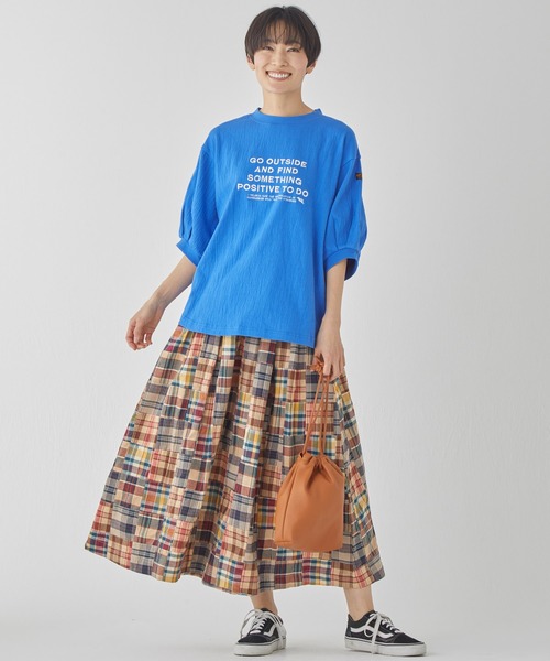 KRIFF MAYER Lady's Collection（クリフメイヤーレディースコレクション）の「【綿100%】マドラスパッチワークスカート（スカート・レディース・オフホワイト/ネイビー/サンドベージュ・MEDIUM/LARGE）」の11枚目の写真