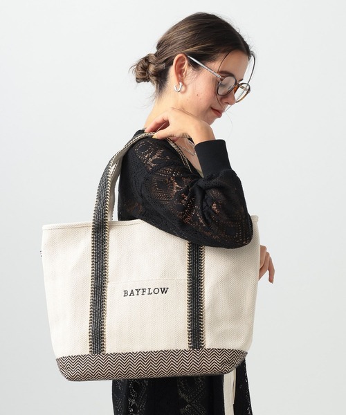 BAYFLOW（ベイフロー）の「[旅行やマザーズバッグに]25SヘリンボンロゴトートL（トートバッグ・レディース・ナチュラル・FREE）」の13枚目の写真