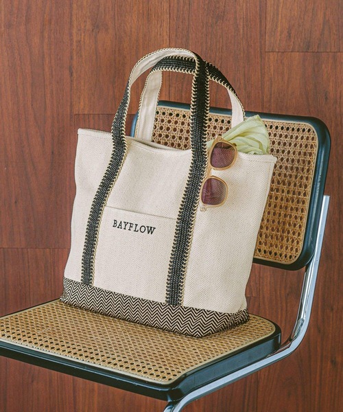 BAYFLOW（ベイフロー）の「[旅行やマザーズバッグに]25SヘリンボンロゴトートL（トートバッグ・レディース・ナチュラル・FREE）」の19枚目の写真