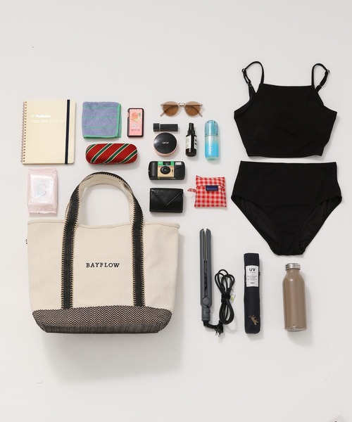 BAYFLOW（ベイフロー）の「[旅行やマザーズバッグに]25SヘリンボンロゴトートL（トートバッグ・レディース・ナチュラル・FREE）」の18枚目の写真