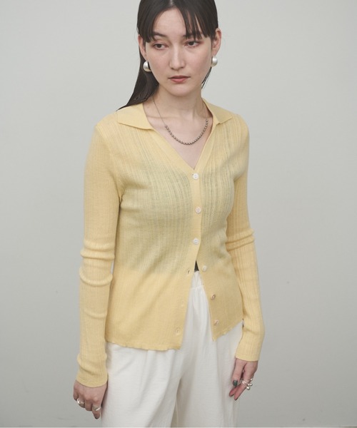Lutim by u(ルチバイユー)の「Tight rib polo knit / タイトリブポロニット(ニット/セーター・レディース・ブルー/チャコールグレー/グレー/ナチュラル/イエロー・FREE)」の5枚目の写真