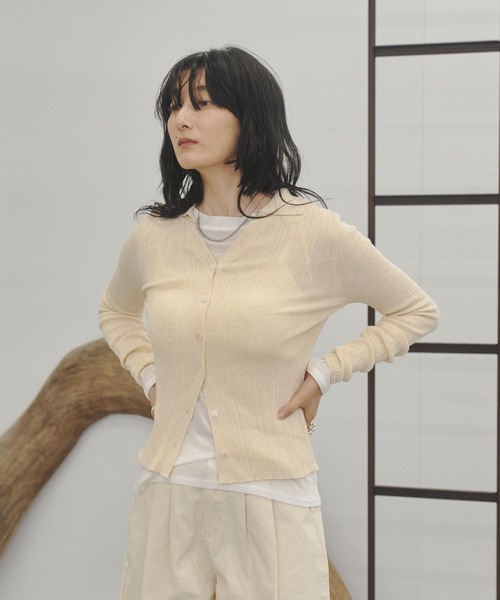 Lutim by u(ルチバイユー)の「Tight rib polo knit / タイトリブポロニット(ニット/セーター・レディース・ブルー/チャコールグレー/グレー/ナチュラル/イエロー・FREE)」の21枚目の写真