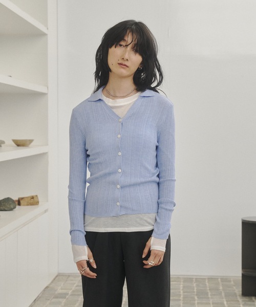 DAIRIKU Long Sleeve Polo Knit ニットポロ　美品 82529_Rhythm_Textured_Knit_Lon