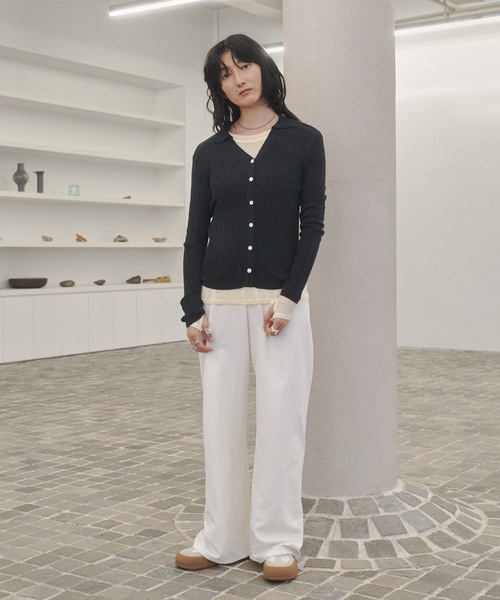 Lutim by u(ルチバイユー)の「Tight rib polo knit / タイトリブポロニット(ニット/セーター・レディース・ブルー/チャコールグレー/グレー/ナチュラル/イエロー・FREE)」の9枚目の写真