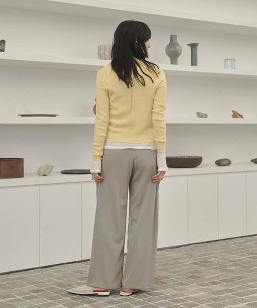 売れ筋商品|||セセ ニット&セーター アウター レディース Women's Short-Sleeve Rib-Knit Polo Sweater Ultra White LIAN ニット セーター ミックスサマーポロニット レディース