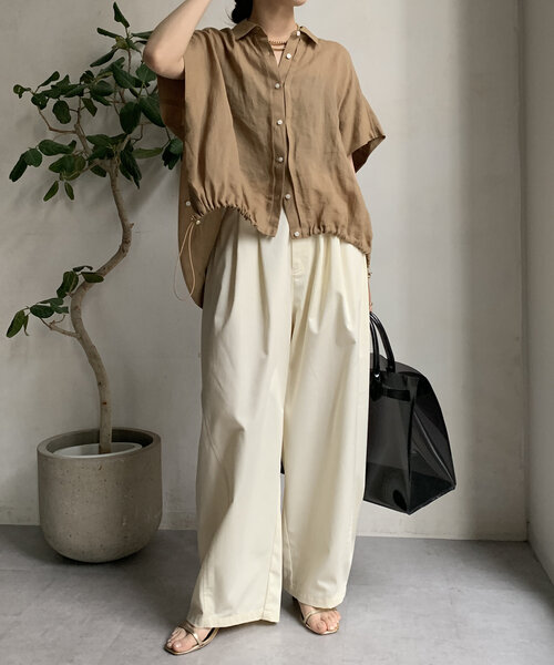 DouDou（ドゥドゥ）の「【WEB限定】カーブチノパン（その他パンツ・レディース・オフホワイト/キャメル・FREE）」の4枚目の写真