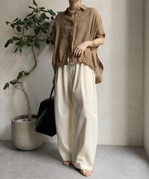 DouDou（ドゥドゥ）の「【WEB限定】カーブチノパン（その他パンツ・レディース・オフホワイト/キャメル・FREE）」の5枚目の写真