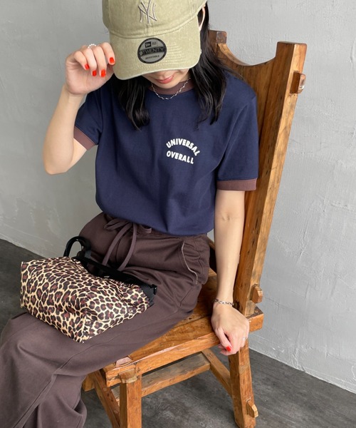 tシャツ 「UNIVERSAL OVERALL/ユニバーサルオーバーオール」 別注 ロゴプリント リンガーTシャツ レディース UNIVERSAL OVERALL [ユニバーサルオーバーオール] 別注 ロゴ