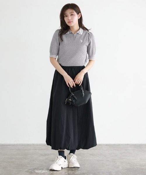 U.S. POLO ASSN.(ユーエスポロアッスン)の「U.S. POLO ASSN. 配色デザインポロニット(ニット/セーター・レディース・ネイビー系/アイボリー系/グレー系・L/M)」の7枚目の写真