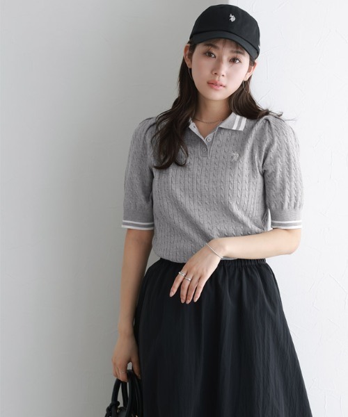 U.S. POLO ASSN.(ユーエスポロアッスン)の「U.S. POLO ASSN. 配色デザインポロニット(ニット/セーター・レディース・ネイビー系/アイボリー系/グレー系・L/M)」の10枚目の写真