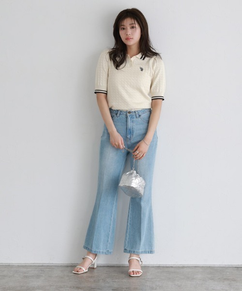 U.S. POLO ASSN.(ユーエスポロアッスン)の「U.S. POLO ASSN. 配色デザインポロニット(ニット/セーター・レディース・ネイビー系/アイボリー系/グレー系・L/M)」の16枚目の写真