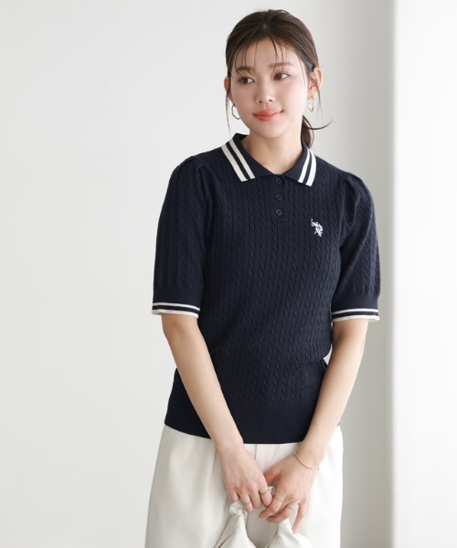 U.S. POLO ASSN.(ユーエスポロアッスン)の「U.S. POLO ASSN. 配色デザインポロニット(ニット/セーター・レディース・ネイビー系/アイボリー系/グレー系・L/M)」の21枚目の写真